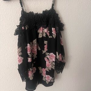 Floral Black and Pink Women's Top